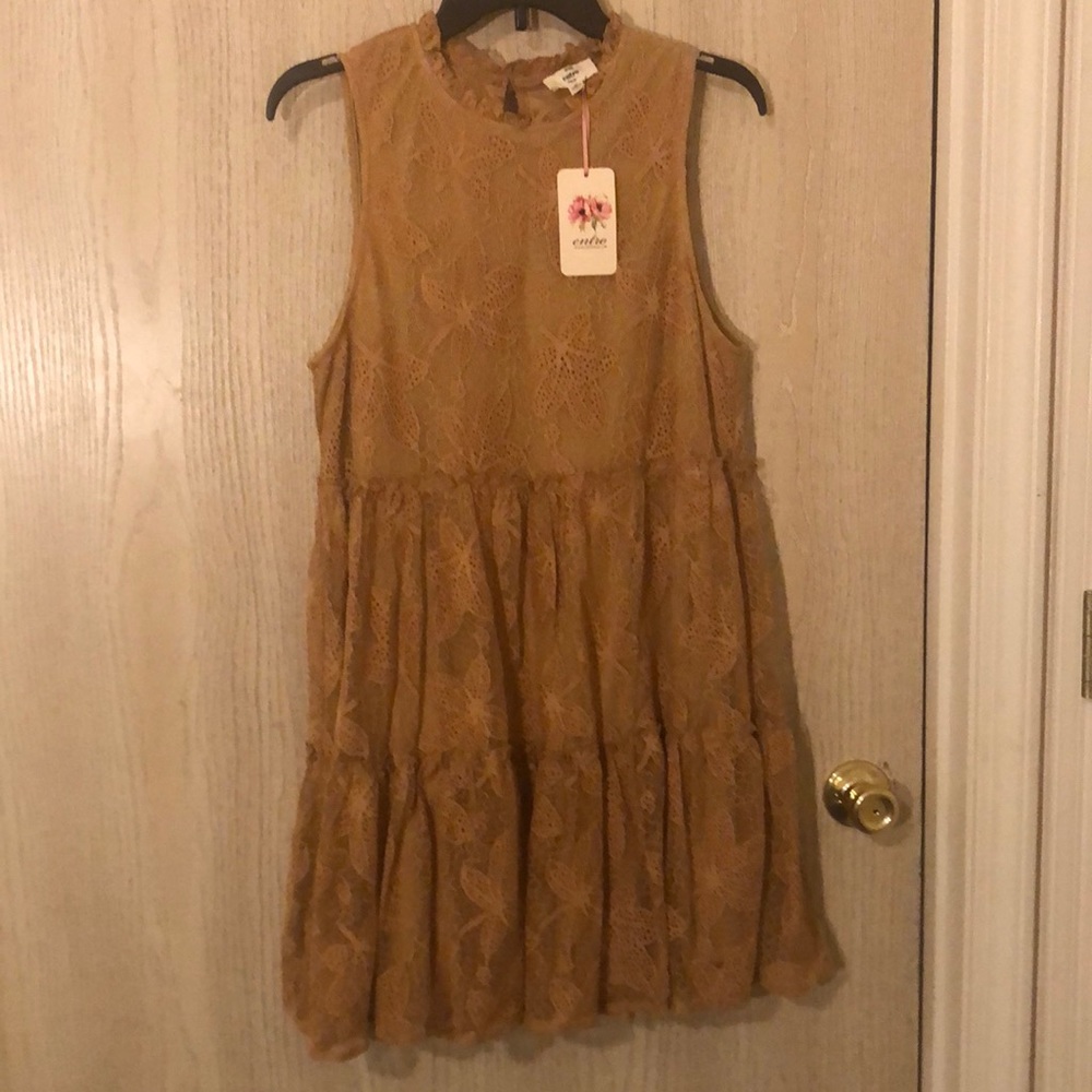 SOLD Copper Lace Ruffled Tier Dress